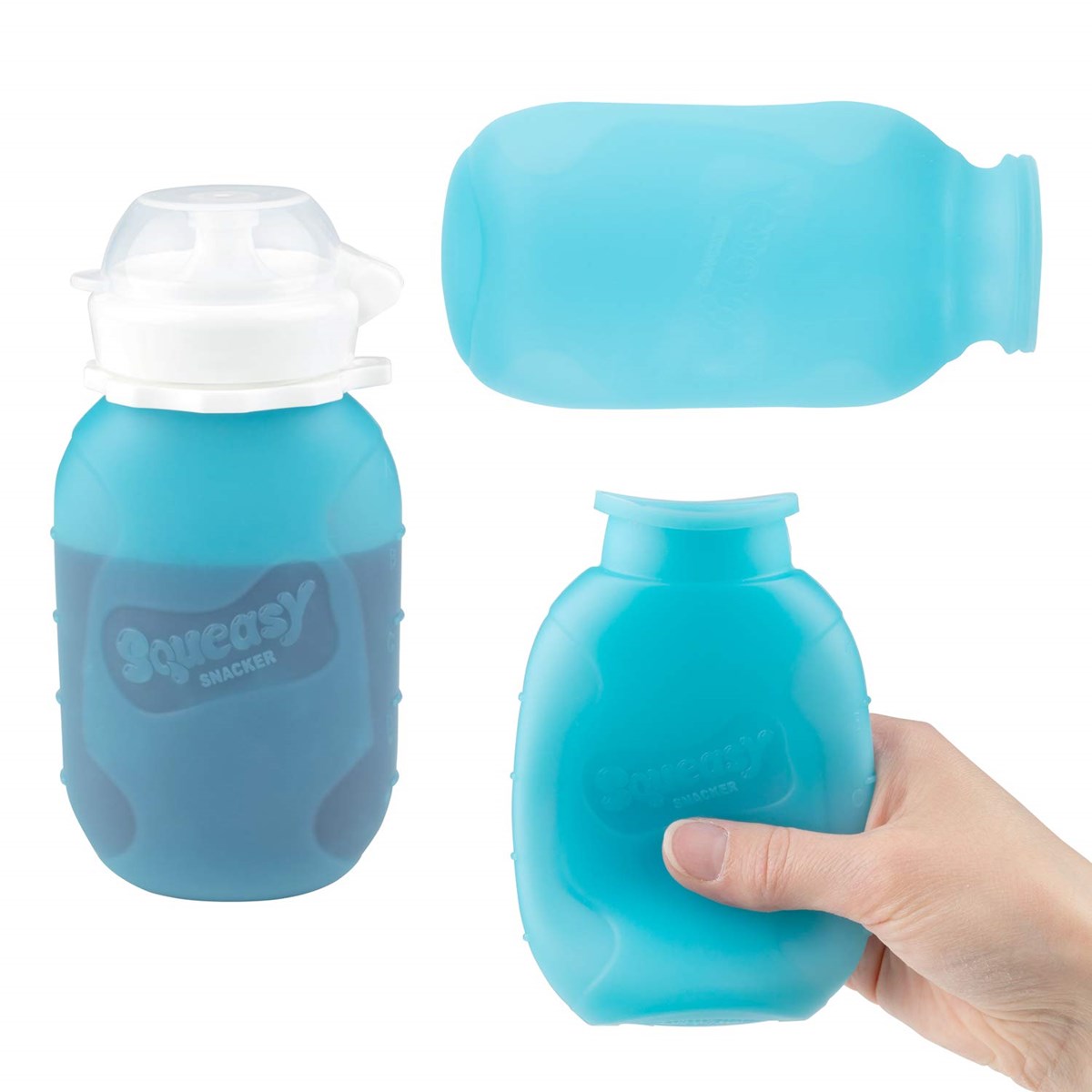 Squeasy Snacker drikkeflaske/klemmepose 177 ml clear blue
